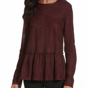 M by Missoni Deep Burgundy Peplum Blouse